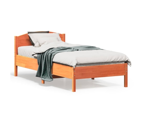 Estructura de cama sin colchón madera maciza marrón 75x190 cm