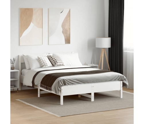 Estructura de cama sin colchón madera de pino blanca 150x200 cm