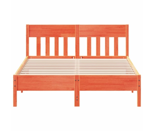 Cama sin colchón madera maciza de pino marrón cera 140x200 cm