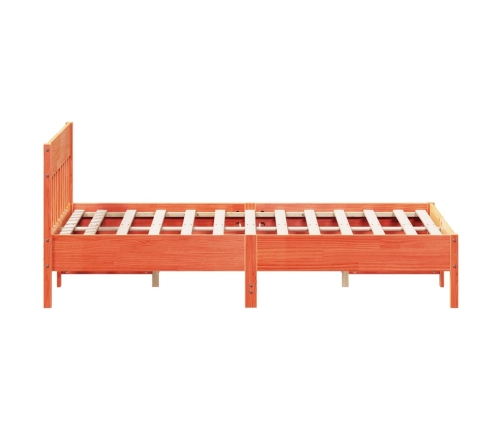 Cama sin colchón madera maciza de pino marrón cera 140x200 cm