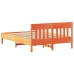 Cama sin colchón madera maciza de pino marrón cera 140x200 cm