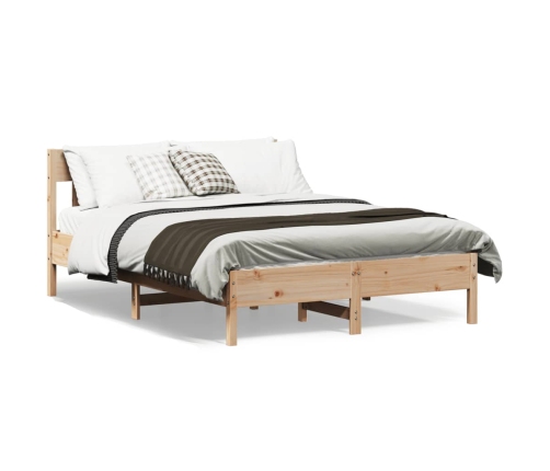 Estructura de cama sin colchón madera maciza de pino 140x190 cm