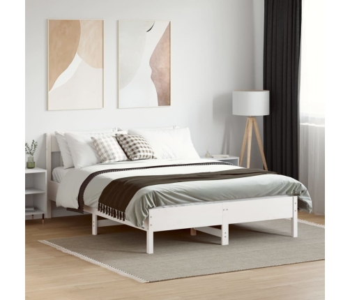 Estructura de cama sin colchón madera de pino blanca 140x190 cm