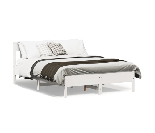 Estructura de cama sin colchón madera de pino blanca 140x190 cm