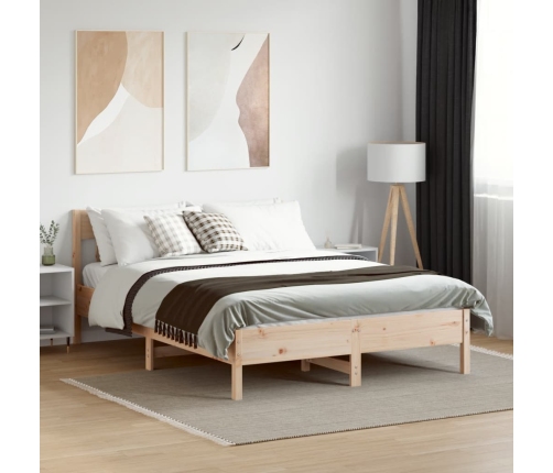 Estructura de cama sin colchón madera maciza de pino 135x190 cm