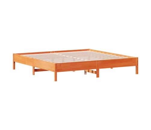 Cama sin colchón madera maciza de pino marrón cera 180x200 cm