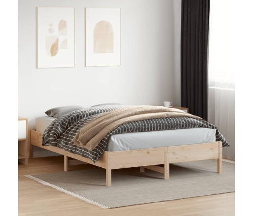 Estructura de cama sin colchón madera maciza de pino 160x200 cm