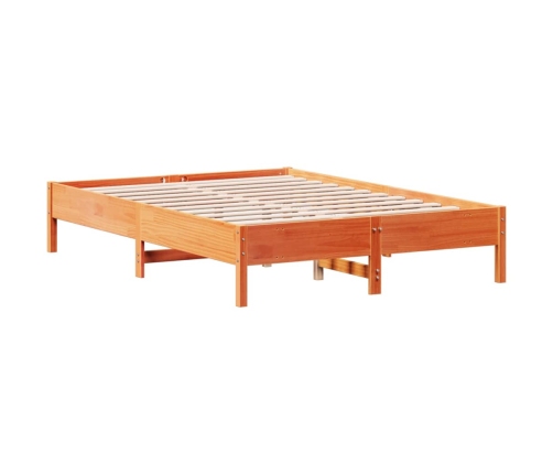 Cama sin colchón madera maciza pino marrón cera 150x200 cm