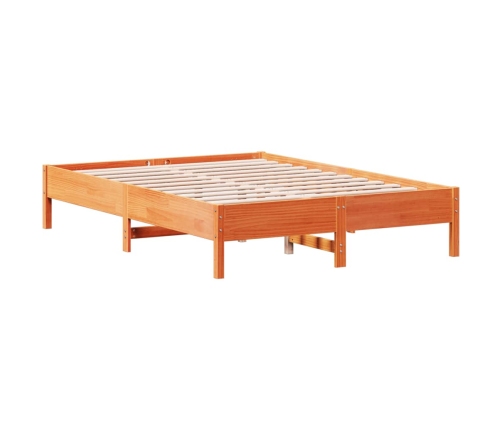 Cama sin colchón madera maciza de pino marrón cera 140x200 cm