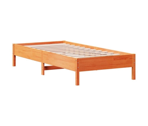 Cama sin colchón madera maciza de pino marrón cera 100x200 cm