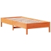 Cama sin colchón madera maciza de pino marrón cera 100x200 cm