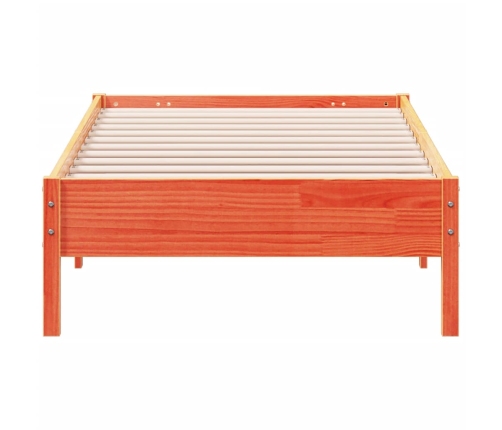 Cama sin colchón madera maciza de pino marrón cera 100x200 cm