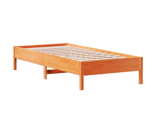 Cama sin colchón madera maciza de pino marrón cera 100x200 cm