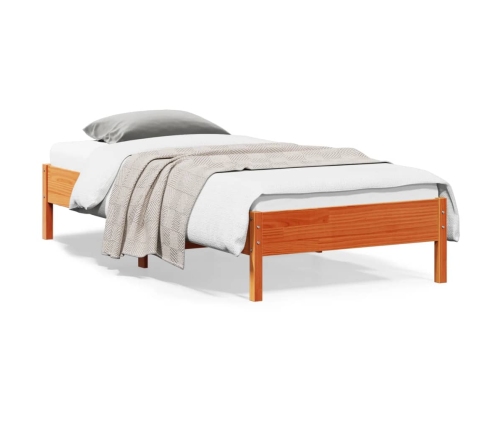 Cama sin colchón madera maciza de pino marrón cera 100x200 cm