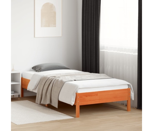 Estructura de cama sin colchón madera de pino marrón 90x200 cm