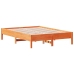 Cama sin colchón madera maciza de pino marrón cera 140x190 cm