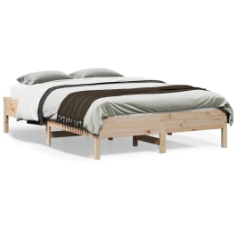 Estructura de cama sin colchón madera maciza de pino 135x190 cm