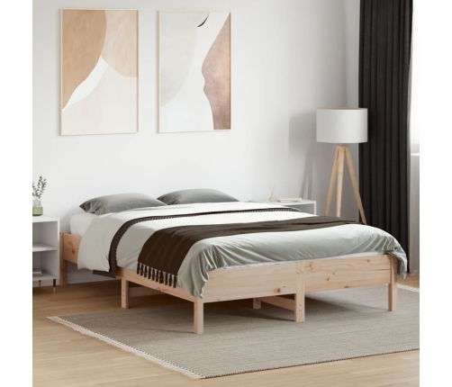 Estructura de cama sin colchón madera maciza de pino 120x190 cm