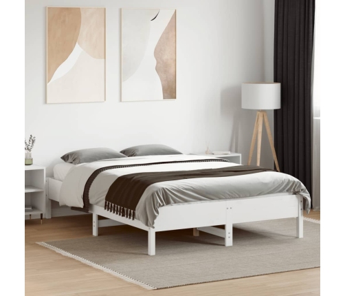 Estructura de cama sin colchón madera maciza blanca 120x190 cm