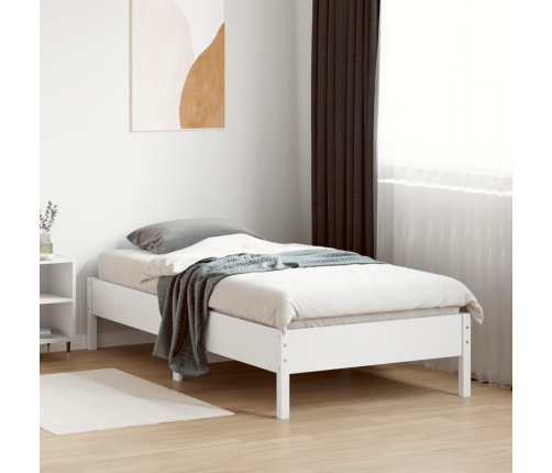 Estructura de cama sin colchón madera maciza blanca 90x190 cm