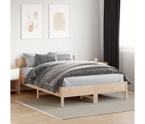 Estructura de cama sin colchón madera maciza de pino 160x200 cm