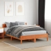 Cama sin colchón madera maciza de pino marrón cera 160x200 cm