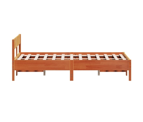 Cama sin colchón madera maciza de pino marrón cera 160x200 cm