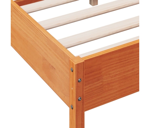 Cama sin colchón madera maciza de pino marrón cera 160x200 cm