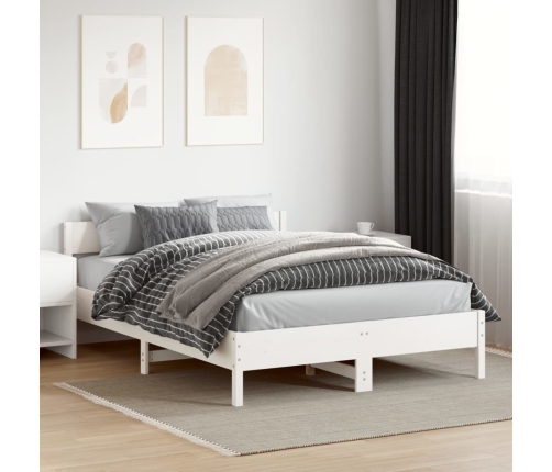 Estructura de cama sin colchón madera de pino blanca 140x200 cm