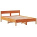 Cama sin colchón madera maciza de pino marrón cera 140x200 cm