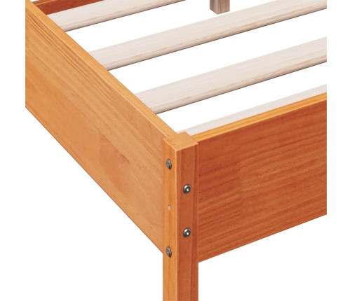 Cama sin colchón madera maciza de pino marrón cera 140x200 cm