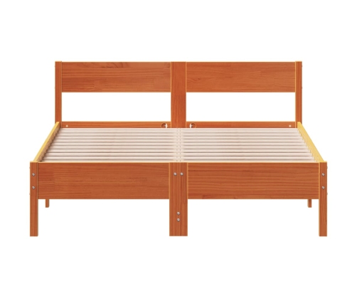 Cama sin colchón madera maciza de pino marrón cera 120x200 cm