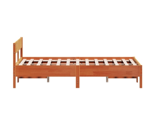 Cama sin colchón madera maciza de pino marrón cera 120x200 cm