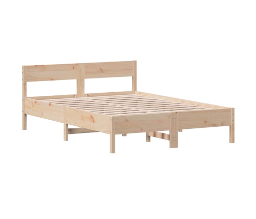 Estructura de cama sin colchón madera maciza de pino 140x190 cm
