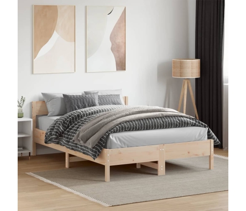 Estructura de cama sin colchón madera maciza de pino 140x190 cm