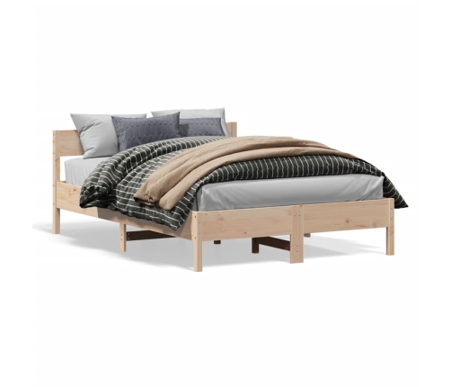 Estructura de cama sin colchón madera maciza de pino 140x190 cm