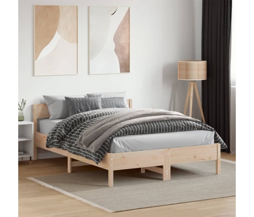 Estructura de cama sin colchón madera maciza de pino 135x190 cm