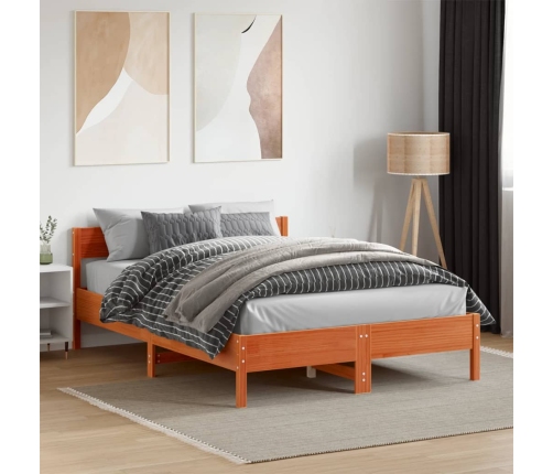 Estructura de cama sin colchón madera maciza marrón 135x190 cm