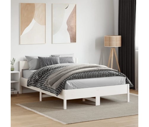 Estructura de cama sin colchón madera maciza blanca 120x190 cm