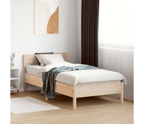 Estructura de cama sin colchón madera maciza de pino 90x190 cm