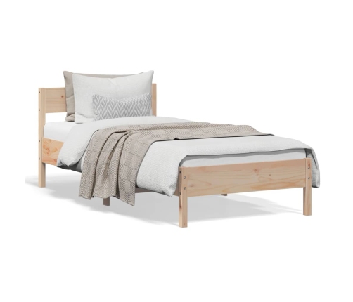 Estructura de cama sin colchón madera maciza de pino 90x190 cm