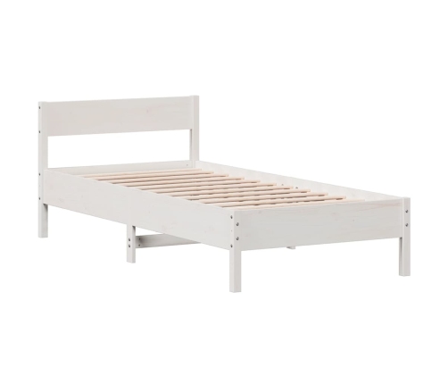 Estructura de cama sin colchón madera maciza blanca 90x190 cm