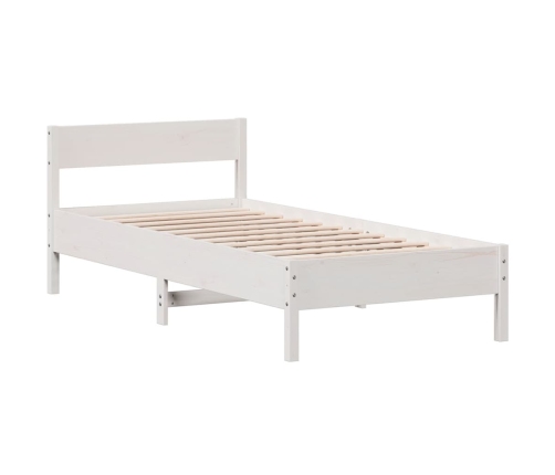 Estructura de cama sin colchón madera maciza blanca 75x190 cm