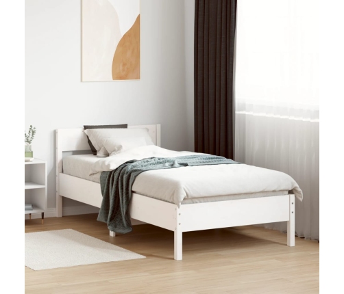 Estructura de cama sin colchón madera maciza blanca 75x190 cm