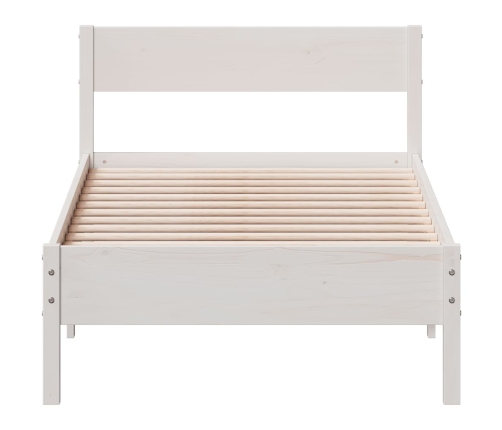 Estructura de cama sin colchón madera maciza blanca 75x190 cm