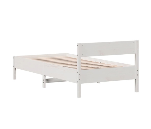 Estructura de cama sin colchón madera maciza blanca 75x190 cm