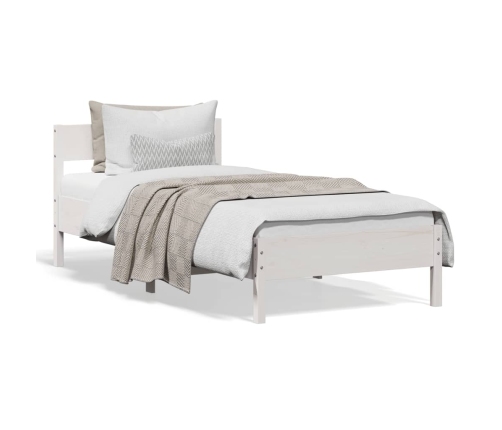 Estructura de cama sin colchón madera maciza blanca 75x190 cm