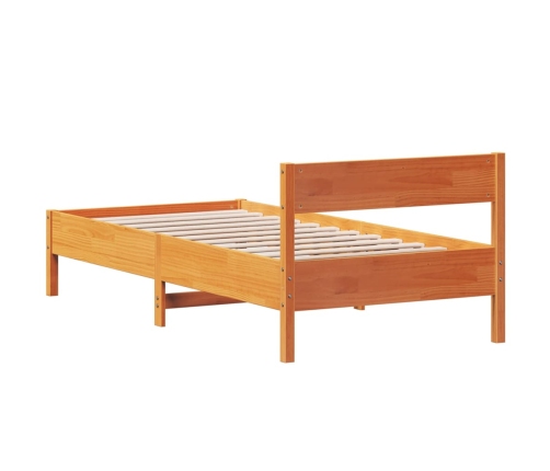 Estructura de cama sin colchón madera maciza marrón 75x190 cm