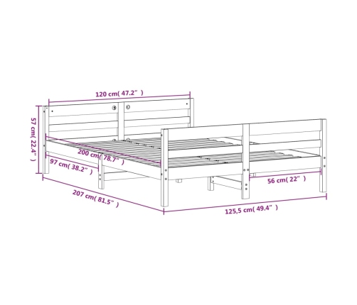 Estructura de cama sin colchón madera de pino blanca 120x200 cm