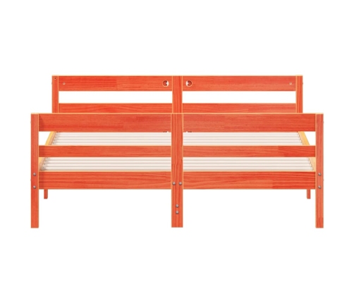 Cama sin colchón madera maciza de pino marrón cera 120x200 cm
